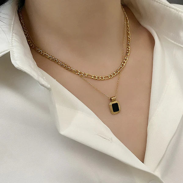 18k gold plated Geometric Layered Necklace