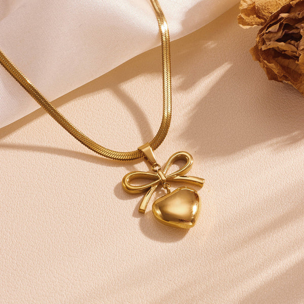 18k Gold Plated Bow-Heart Themed Jewellery Set
