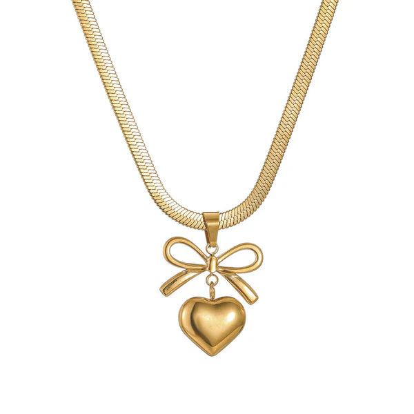 18k Gold Plated Bow-Heart Themed Jewellery Set
