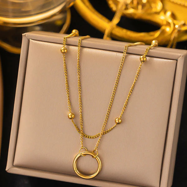 Gold Plated Hoop Pendant Necklace